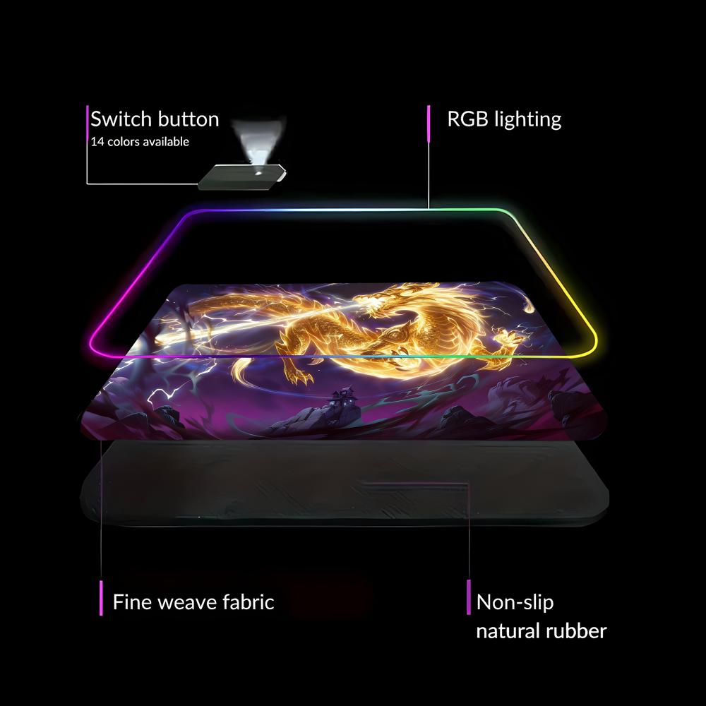 Gaming Accessories Pc Setup - RGB LED Blue Dragon Mouse Pad