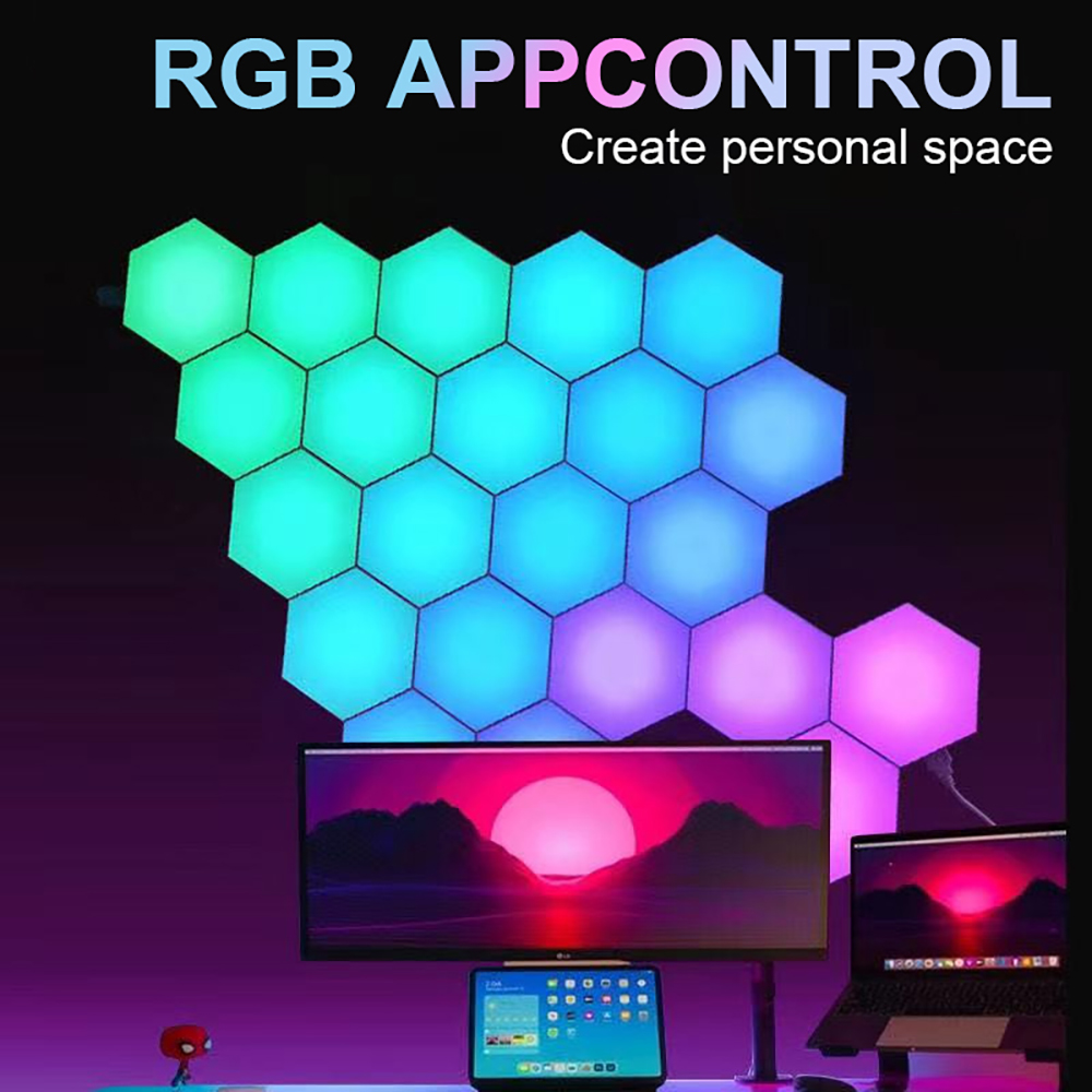 Gaming Accessories Wall - RGB Touch Led Wall Hexagon Light