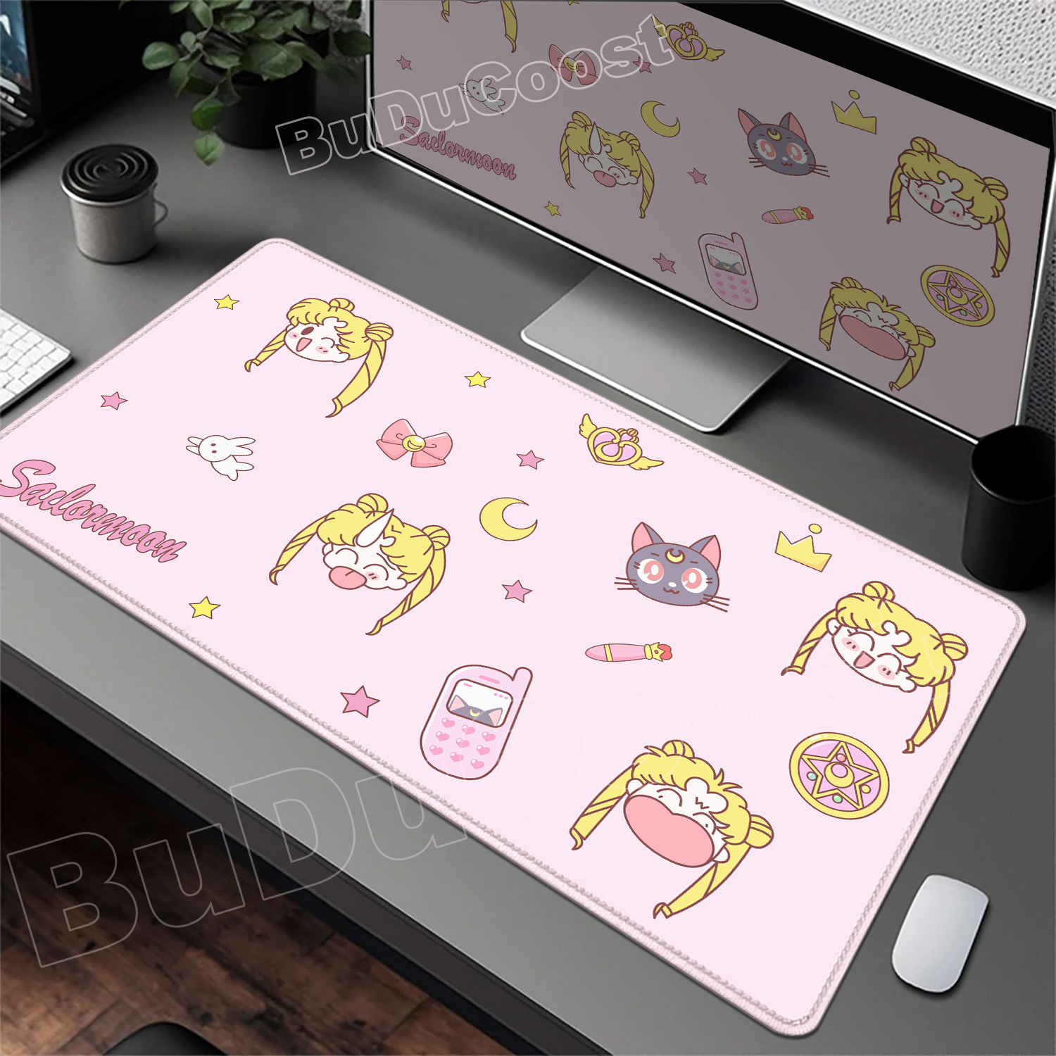 Pretty Pink Desk Mat Anime Sai - Gaming Accessories Pink review and price