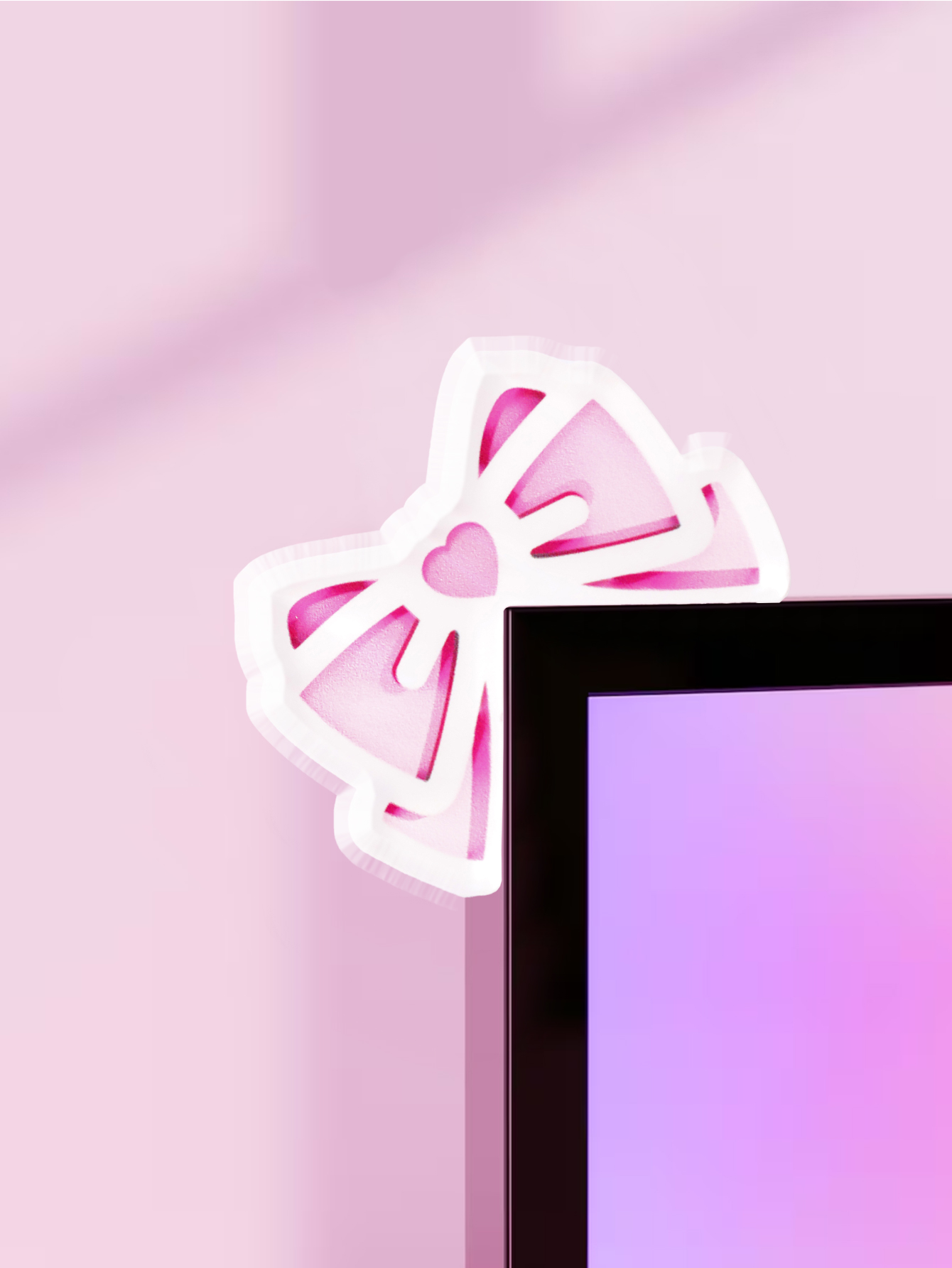 Kawaii Bow Monitor Decor Pink  - Gaming Accessories Pink review and price