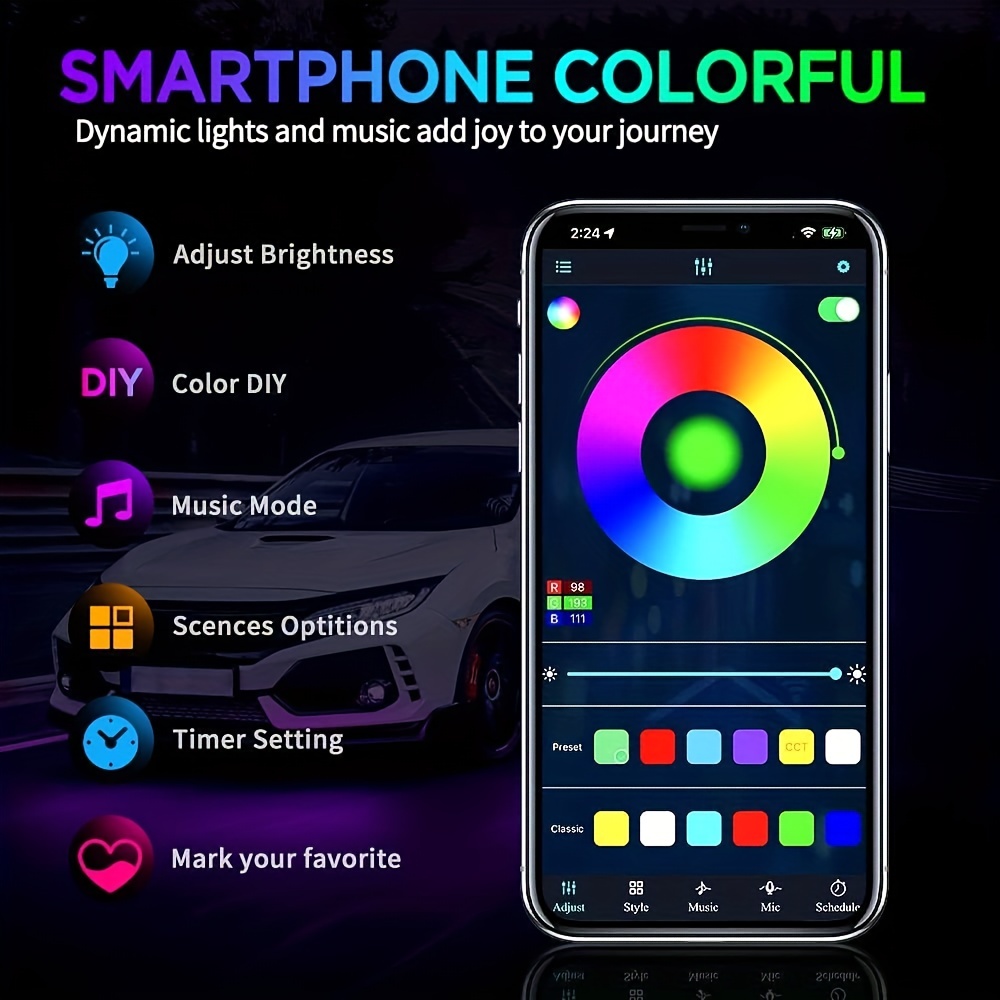 RGB Flexible Car Underglow Lig - Rgb Hub Sync review and price
