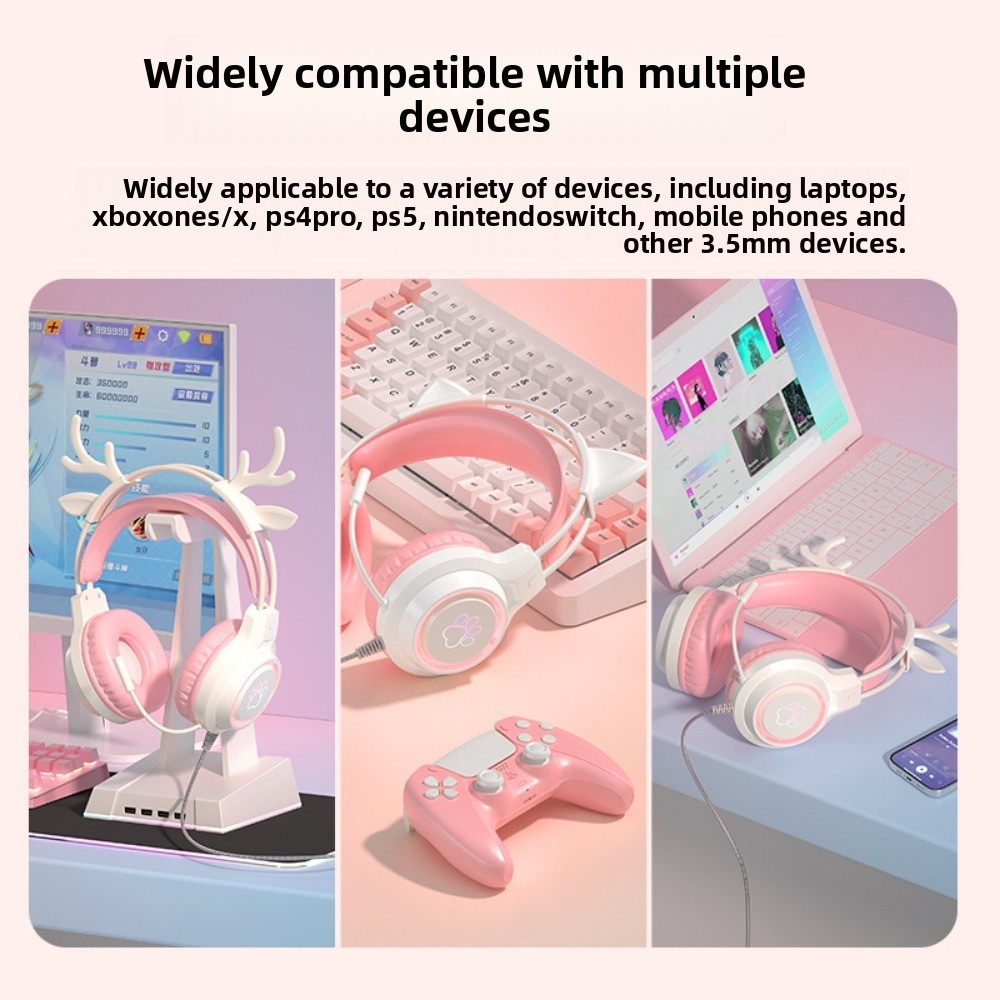 RGB Gaming Earphones with High - Gaming Accessories Pink review and price